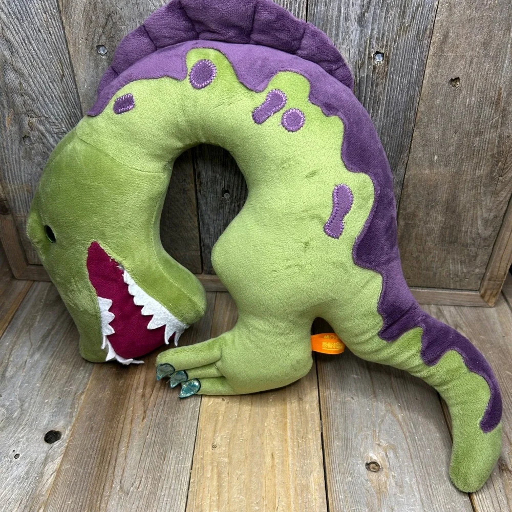 Dinory Prom Spinosauras Dinosaur Neck Pillow Green Purple Plush Travel U-Shaped